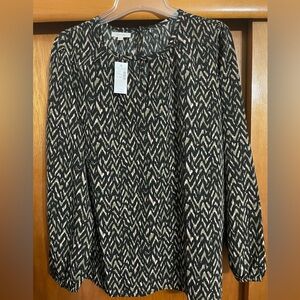 Maurices Black and Cream Zigzag Blouse
